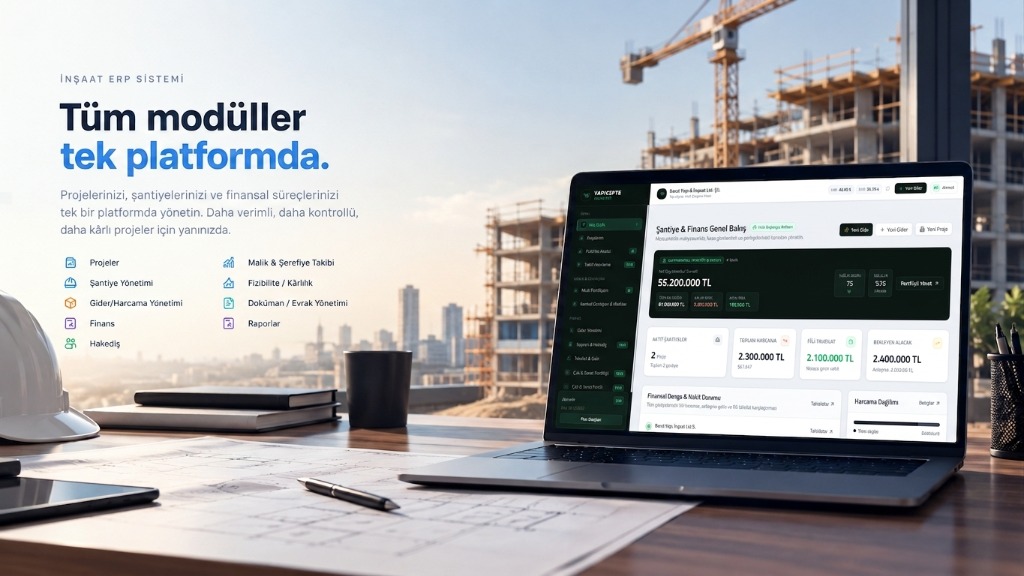 Tüm modüller tek platformda - YapıCepte İnşaat ERP